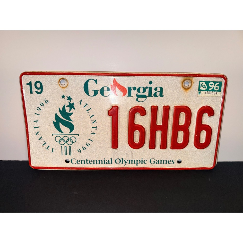 Vintage 1996 Georgia Atlanta Centennial Olympic Games License Plate 16HB6